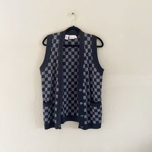 Vntg‎ Knit Checkered Sweater Vest